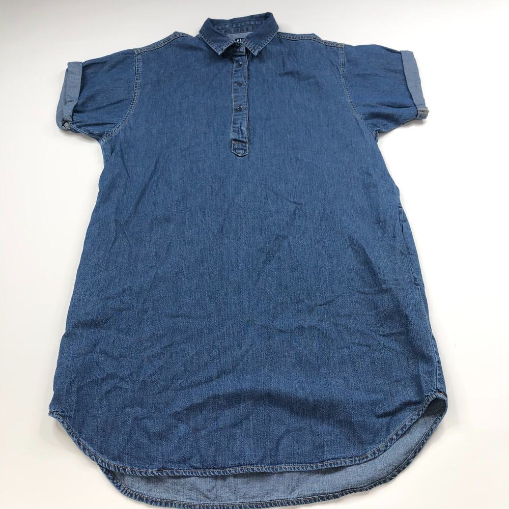 Gap Denim Small Chambray Tunic Collared Women's Above Knee Shirt Dress Blue